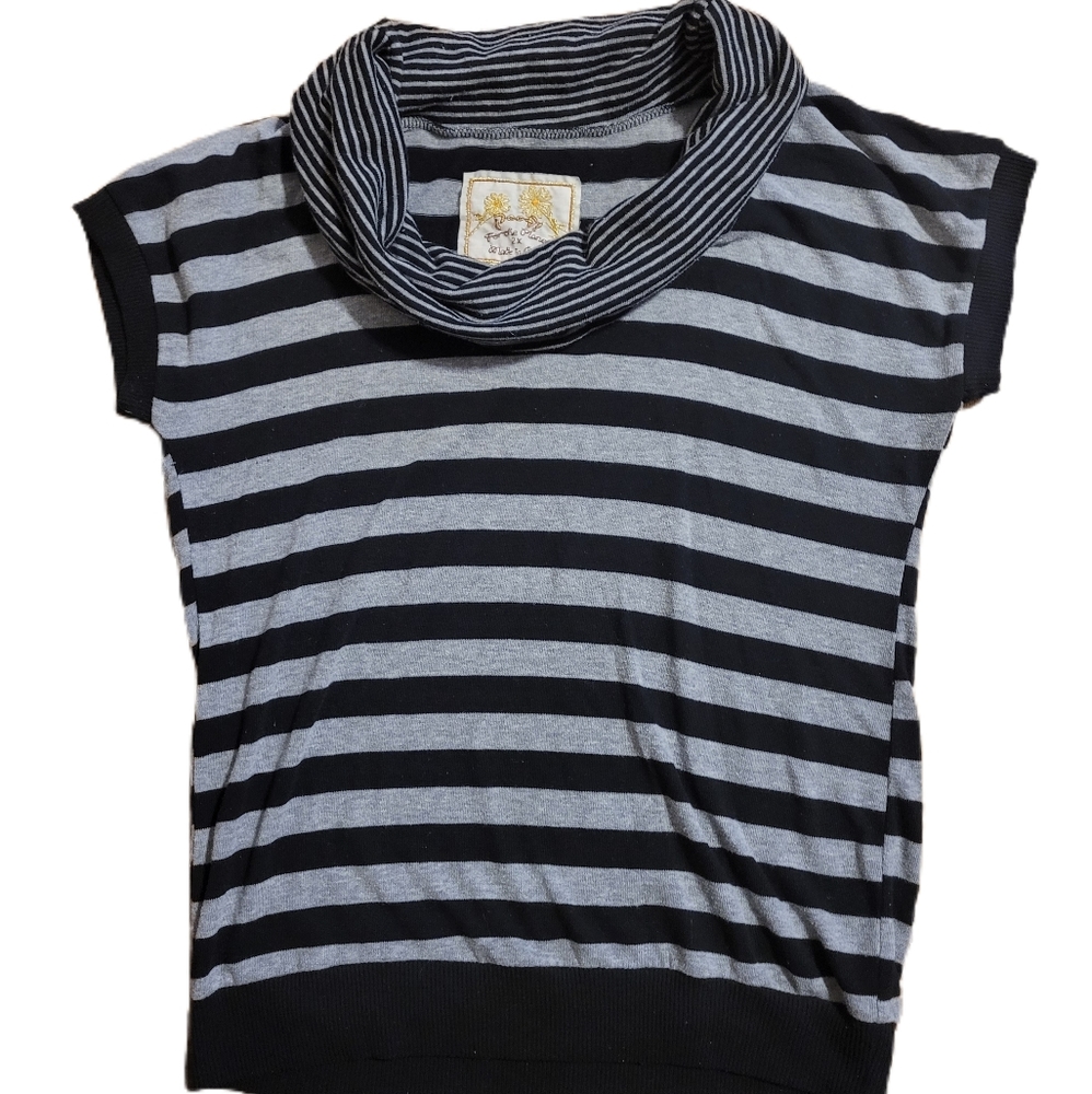 Poof For The Planet 2X Black And Gray Stripe Shirt